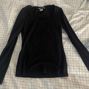 H&M plain black scoop neck long sleeve T-shirt